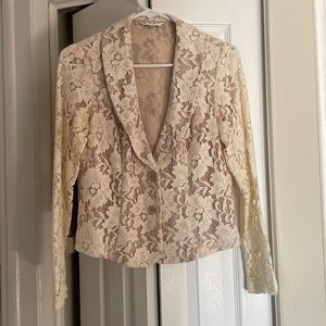 CAbi Ivory/Cream Lace Blazer Jacket